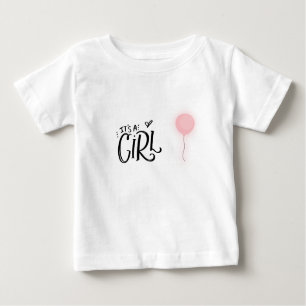 It's A Girl with Pink Balloon Baby T-Shirt
