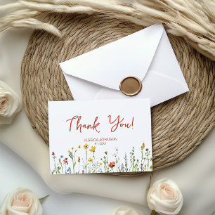 It's a Girl with Spring Flowers Baby Shower Thank You Card