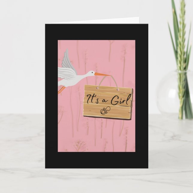 It's a girl with stork card (Front)