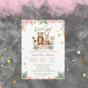 It's a Girl Woodland Baby Shower Invitation