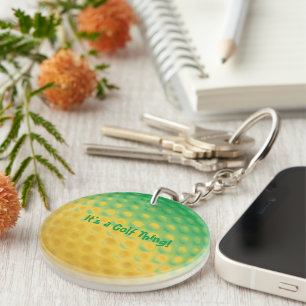 'It's a Golf Thing' Abstract Greeen Yellow  Key Ring