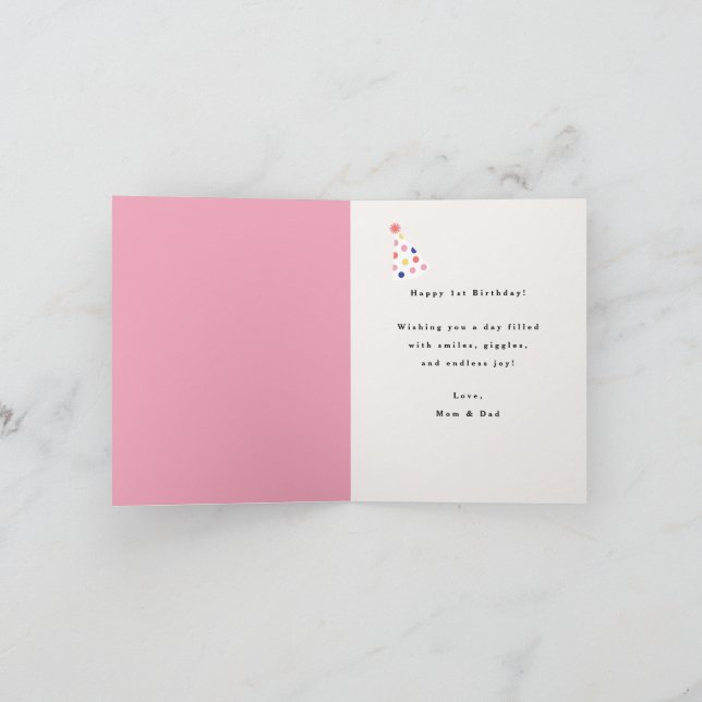 It's a Good Day for a 1st Birthday Pink Gold  Card (Inside)