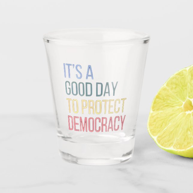 It's a Good Day to Protect Democracy Shot Glass (Front)