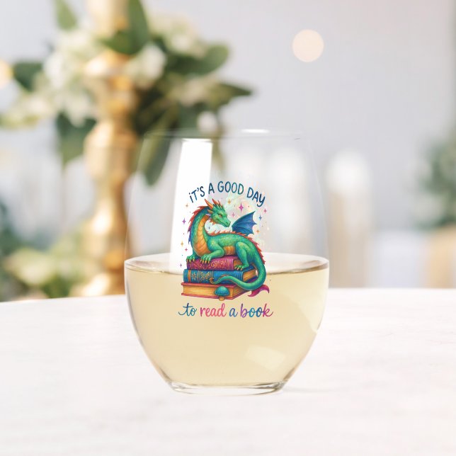 It's A Good Day To Read A Book  Stemless Wine Glass (Insitu (Wedding))