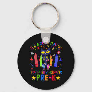 It's A Good Day To Teach Tiny Humans Pre-k Cat Tea Key Ring