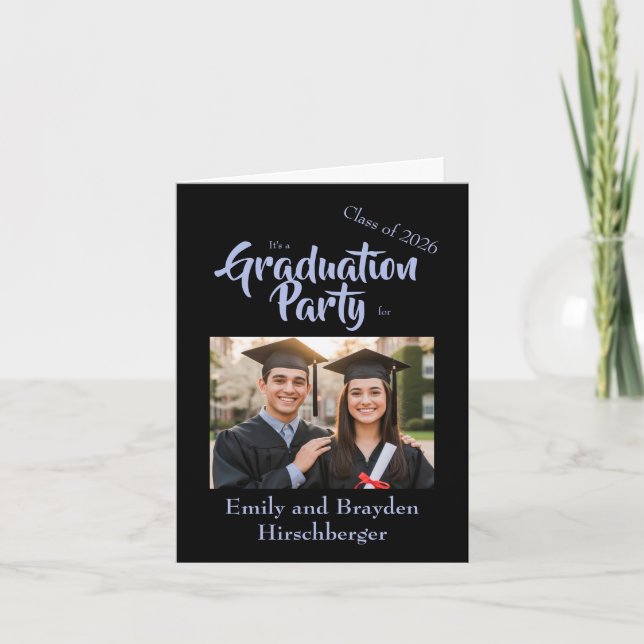 It's a Graduation Party - Black w/Photo Invitation (Front)