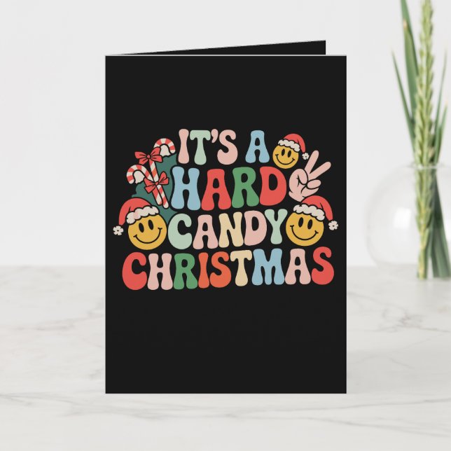 It's A Hard Candy Christmas Retro Groovy Xmas Card (Front)