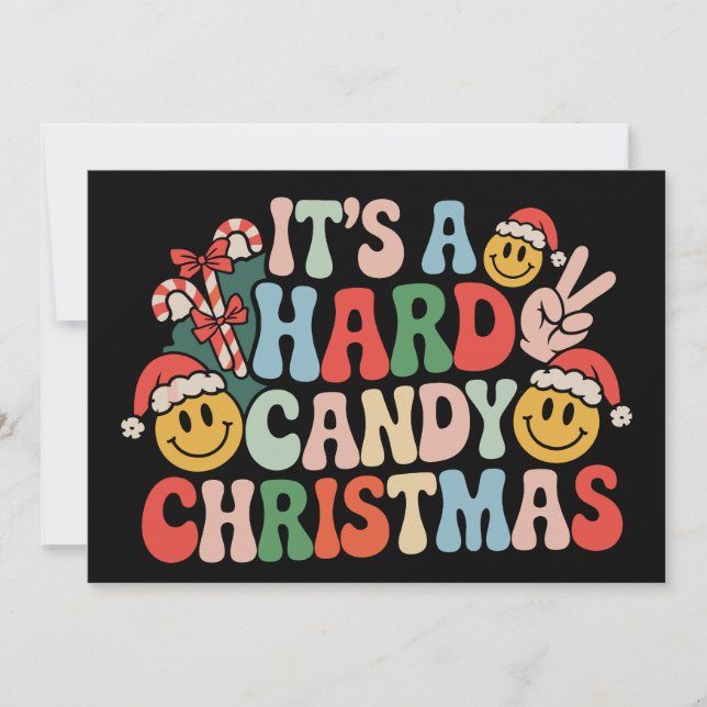 It's A Hard Candy Christmas Retro Groovy Xmas Invitation (Front)