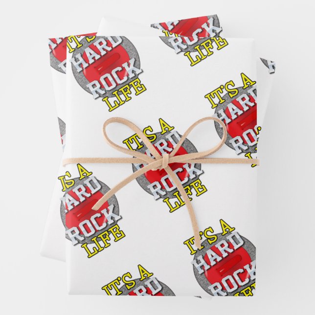 'It's A Hard Rock Life' - Style A Wrapping Paper Sheet (In situ)