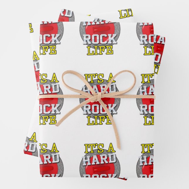 'It's A Hard Rock Life' - Style B Wrapping Paper Sheet (In situ)