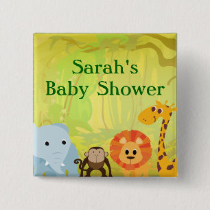 It's A Jungle Baby Shower 15 Cm Square Badge