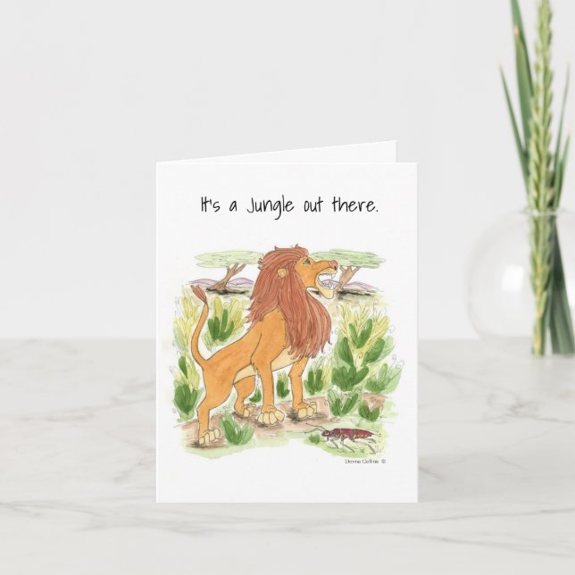 It's a Jungle Out There Lion Note Card (Front)