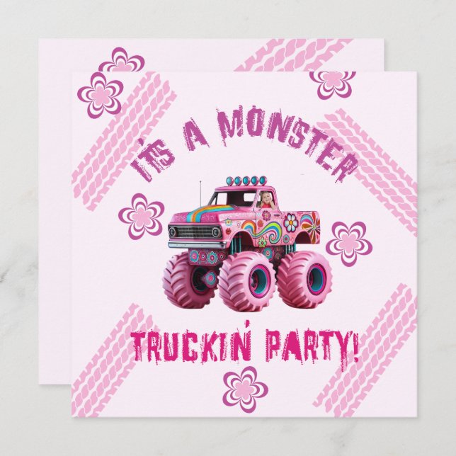 It's a Monster Truckin' Party Custom Photo  Invitation (Front/Back)