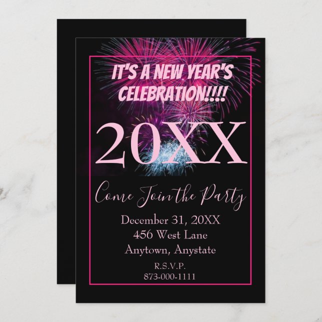 It's a New Years Celebration Invitation (Front/Back)