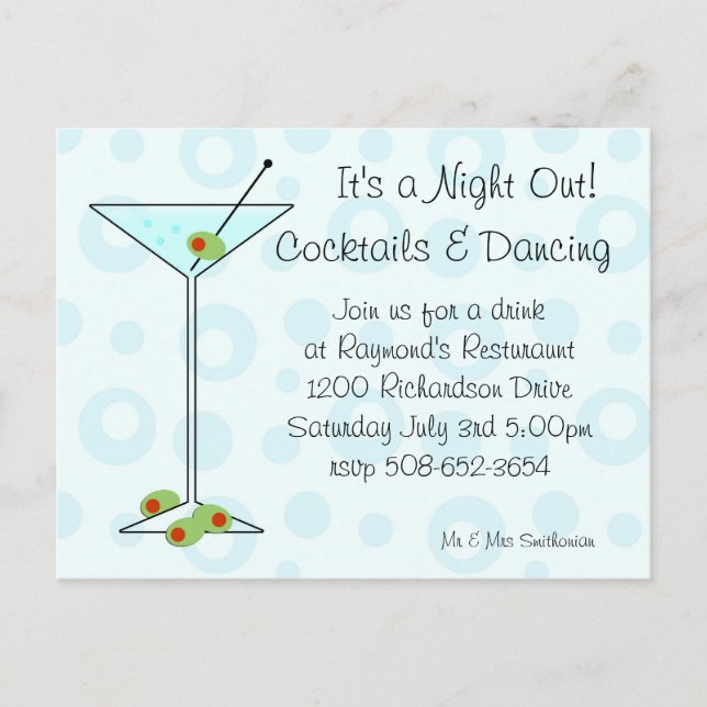It's a Night Out invitation Postcard (Front)