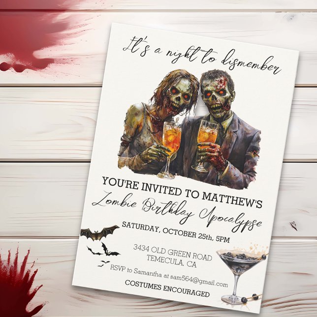 It's A Night To Dismember Halloween Zombie  Invitation (Creator Uploaded)