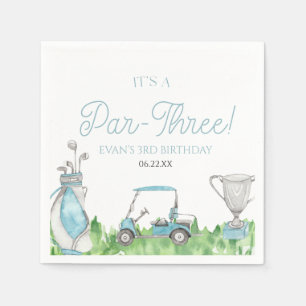 It's A Par-Three Blue Golf 3rd Birthday Party Napkin