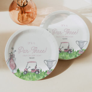 It's A Par-Three Pink Golf 3rd Birthday Party Paper Plate