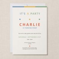 It's a Party Colour Pop Kid's Birthday Invitation