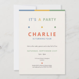 It's a Party Colour Pop Kid's Birthday Invitation