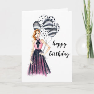 It's A Party Fashion Illustrated Birthday Card