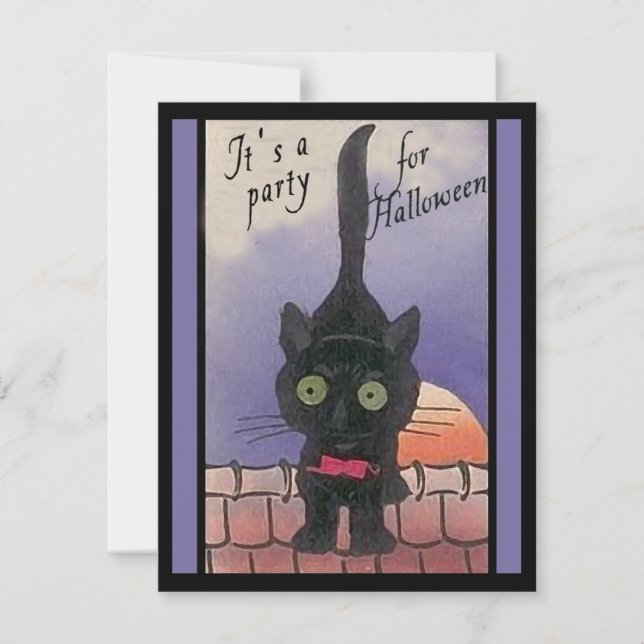 It's a Party for Halloween Black Cat Invitations (Front)
