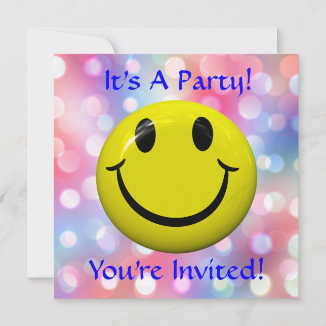 It's A Party! Fun Happy Face Invitation (Front)