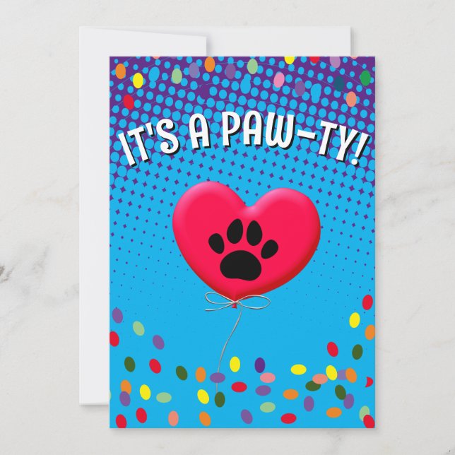It's A Paw-Ty Dog Party Gradient Invitation (Front)