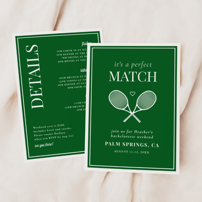 It's A Perfect Match Tennis Bachelorette Invitation (Creator Uploaded)
