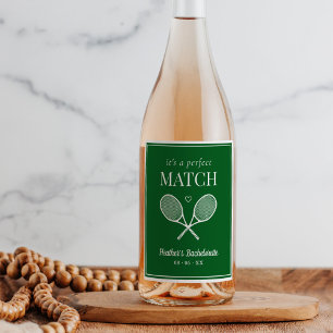 It's A Perfect Match Tennis Bachelorette Wine Label