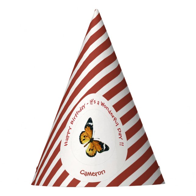 It's a Plain Tiger / African Queen Butterfly Party Hat (Front)