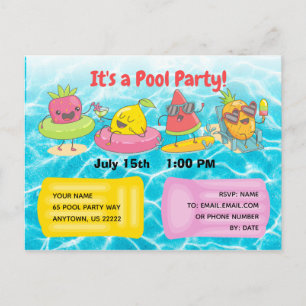 It's a Pool Party! Invitation Postcard