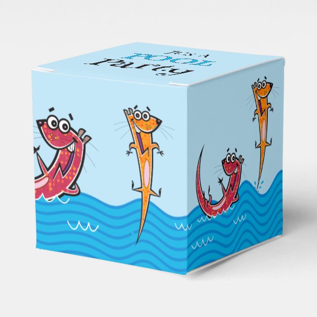 It's A Pool Party With Otters Favour Box (Front Side)