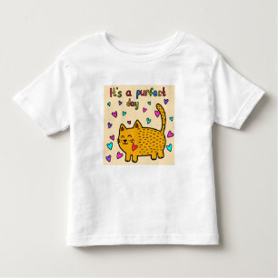 It's a Purfect Day, Cute Cat w Hearts Toddler T-Shirt