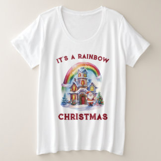 It's a Rainbow Christmas Plus Size Women's T-Shirt Plus Size T-Shirt