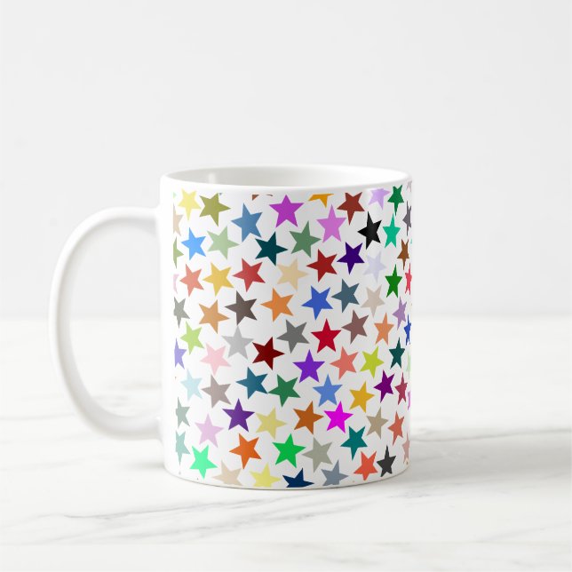 It's a Rainbow Party, Multi-Coloured Stars Pattern Coffee Mug (Left)