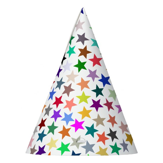 It's a Rainbow Party, Multi-Coloured Stars Pattern Party Hat (Left)