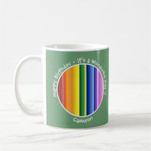 It's a Rainbow Party, Multi-Coloured Stripe Patter Coffee Mug