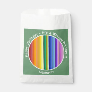 It's a Rainbow Party, Multi-Coloured Stripe Patter Favour Bags