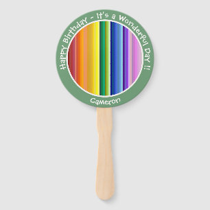 It's a Rainbow Party, Multi-Coloured Stripe Patter Hand Fan