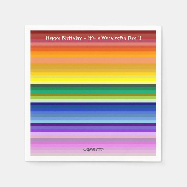 It's a Rainbow Party, Multi-Coloured Stripe Patter Napkin (Front)