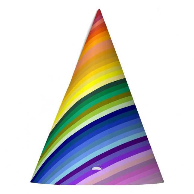 It's a Rainbow Party, Multi-Coloured Stripe Patter Party Hat (Left)