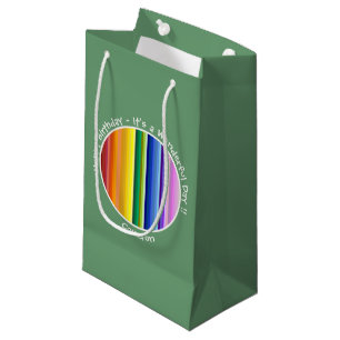 It's a Rainbow Party, Multi-Coloured Stripe Patter Small Gift Bag