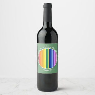 It's a Rainbow Party, Multi-Coloured Stripe Patter Wine Label