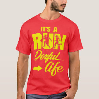 Its A Run Derful Life Running Quotes Yellow Black T-Shirt