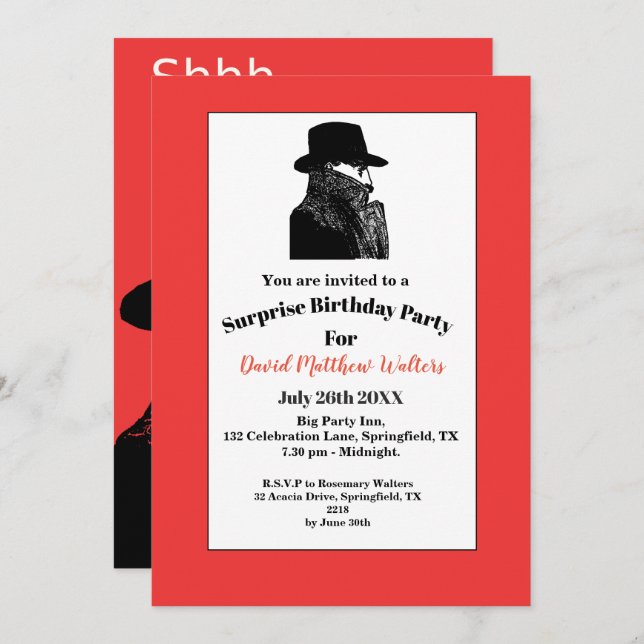 It's a Secret - Surprise Birthday Party Invitation (Front/Back)