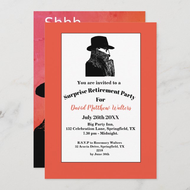 It's a Secret - Surprise Retirement Party Invitation (Front/Back)