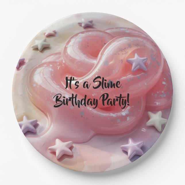 It's a Slime Birthday Party For Girl’s Paper Plate (Front)