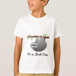 It's a Sloth Day Grey Hanging Sloth on a Branch T-Shirt