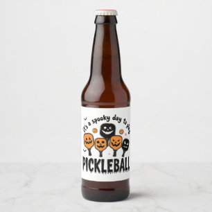 It's a Spooky Day To Play Pickleball Halloween Beer Bottle Label
